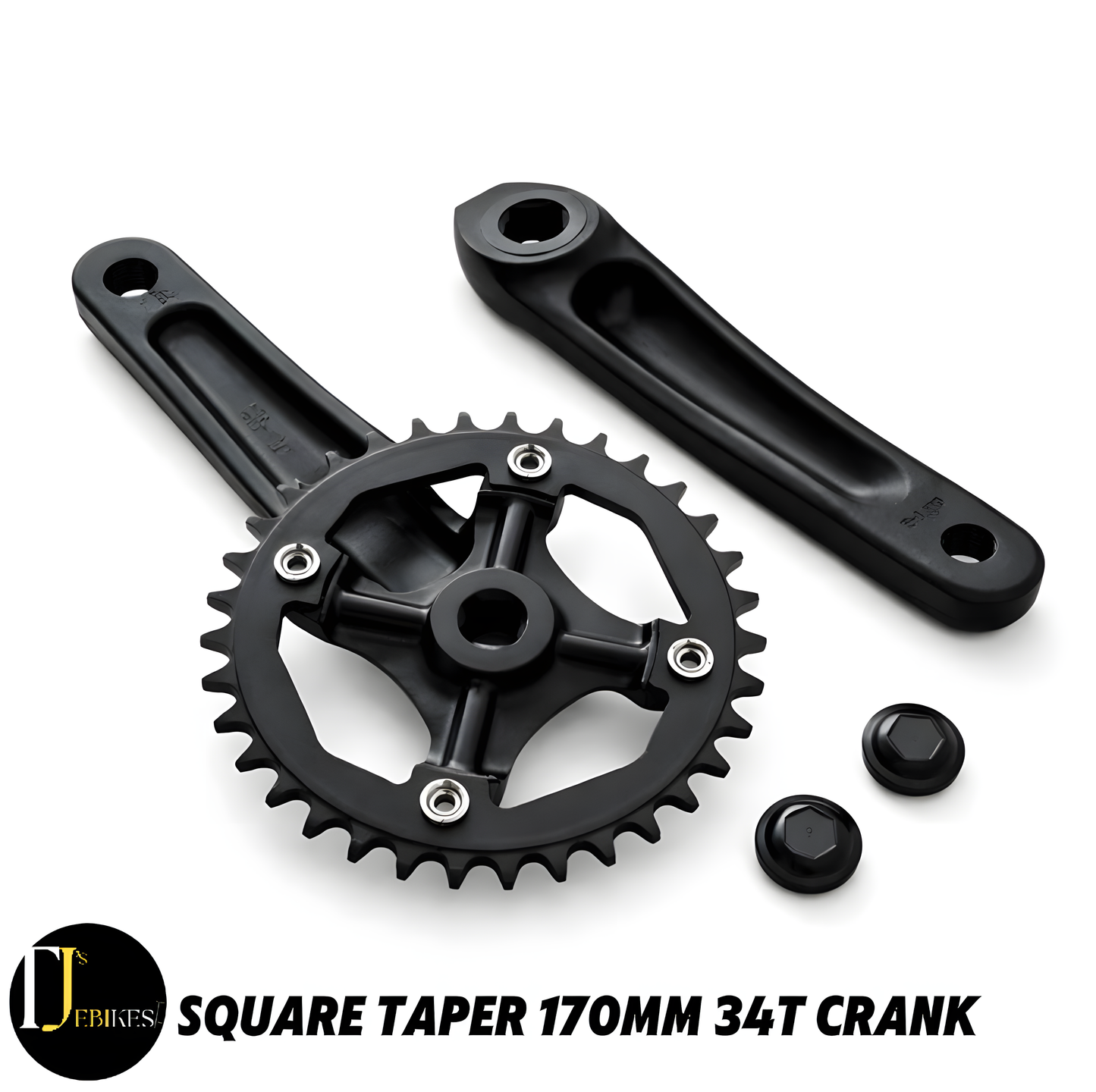 Square Taper Crank Set 170mm 34T 104BCD Aluminium Black MTB E-Bike
