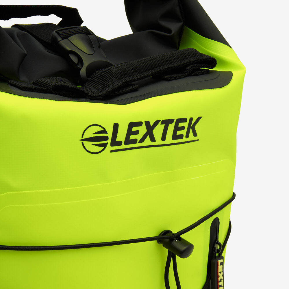 Lextek Waterproof Dry Bag Backpack 30Litre for Motorcycle Black/Fluorescent Yellow