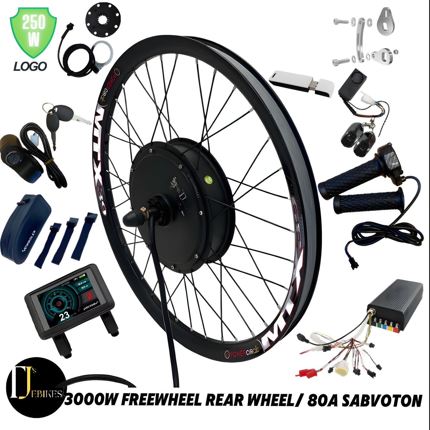 3000W EBike Conversion Kit 80A SABVOTON Controller 48V 52v 60v 72v high toque electric bike MTX conversion kit MTX39 Rim 26” 27.5” 29” sizes