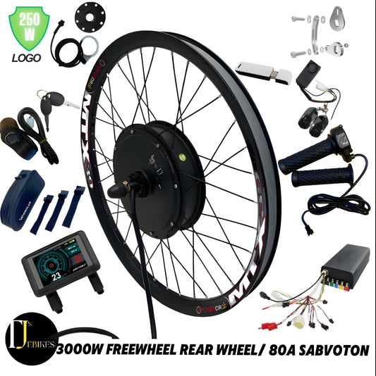 3000W MTX E Bike Conversion Kit 80 Amp SABVOTON Controller & 72v 30Ah 80a ant bms battery