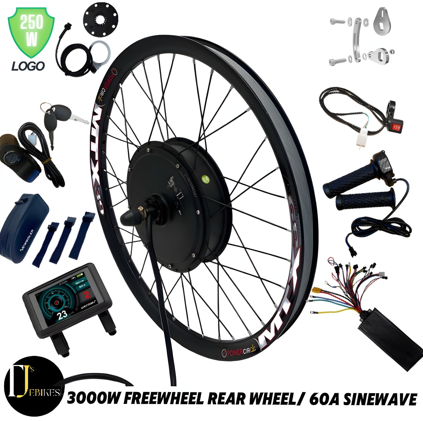 Ebike kit 3000W EBike Conversion Kit 60A SINEWAVE Controller 48V 52v 60v 72v high toque electric bike MTX conversion kit MTX39 Rim 26" 27.5" 29" sizes
