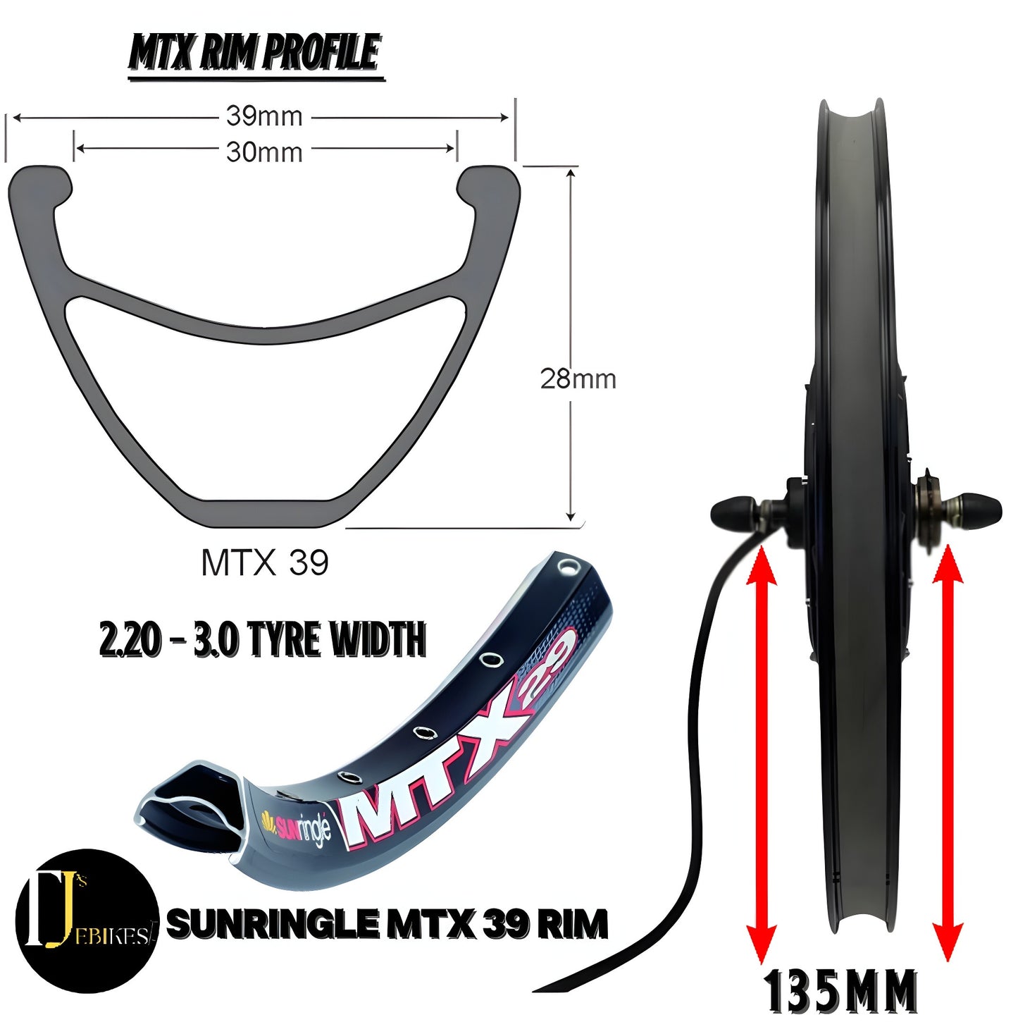 MTX39 3000W EBike Conversion Kit 60A SINEWAVE Controller 48V 52V 60V 72V High Torque Electric Bike MTX Conversion Kit MTX39 Rim 26" 27.5" 29"