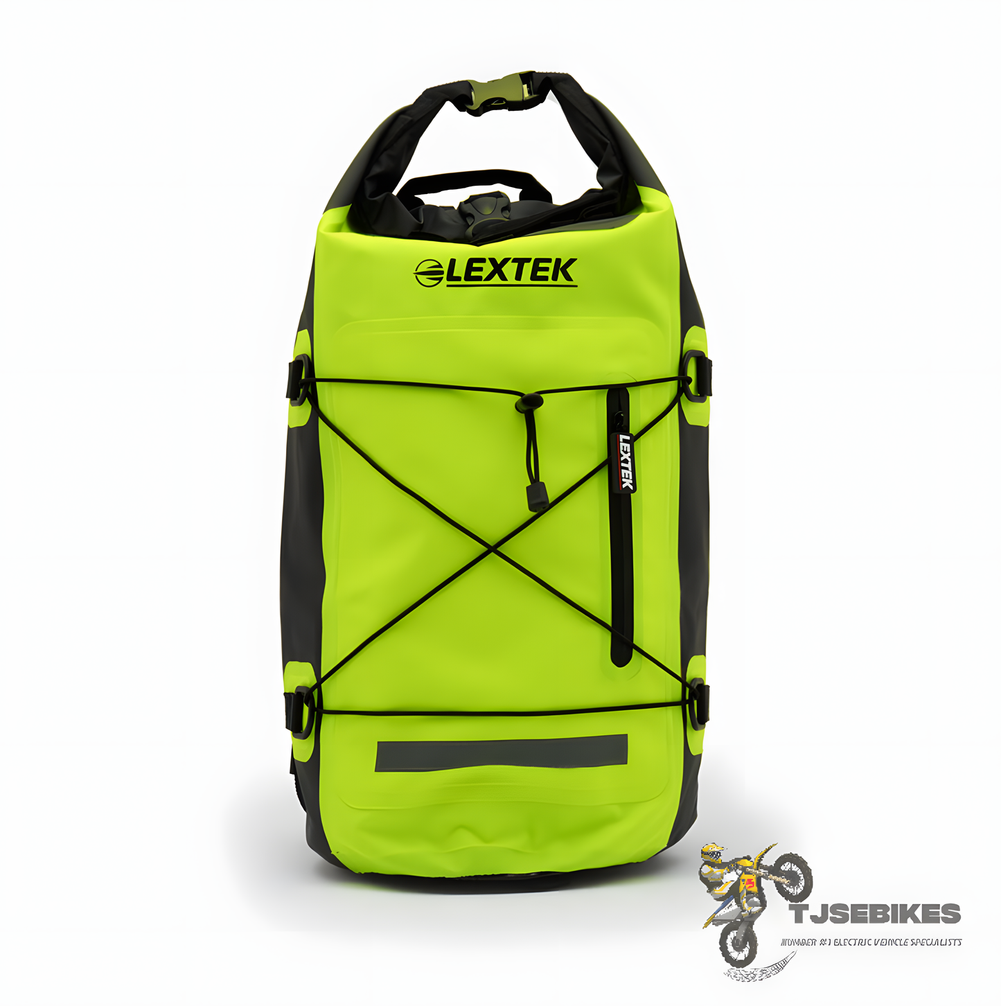 Lextek Waterproof Dry Bag Backpack 30Litre for Motorcycle Black/Fluorescent Yellow