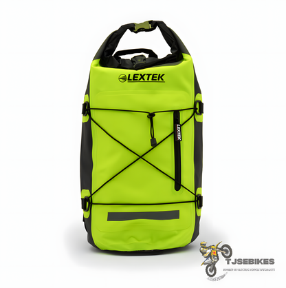 Lextek Waterproof Dry Bag Backpack 30Litre for Motorcycle Black/Fluorescent Yellow