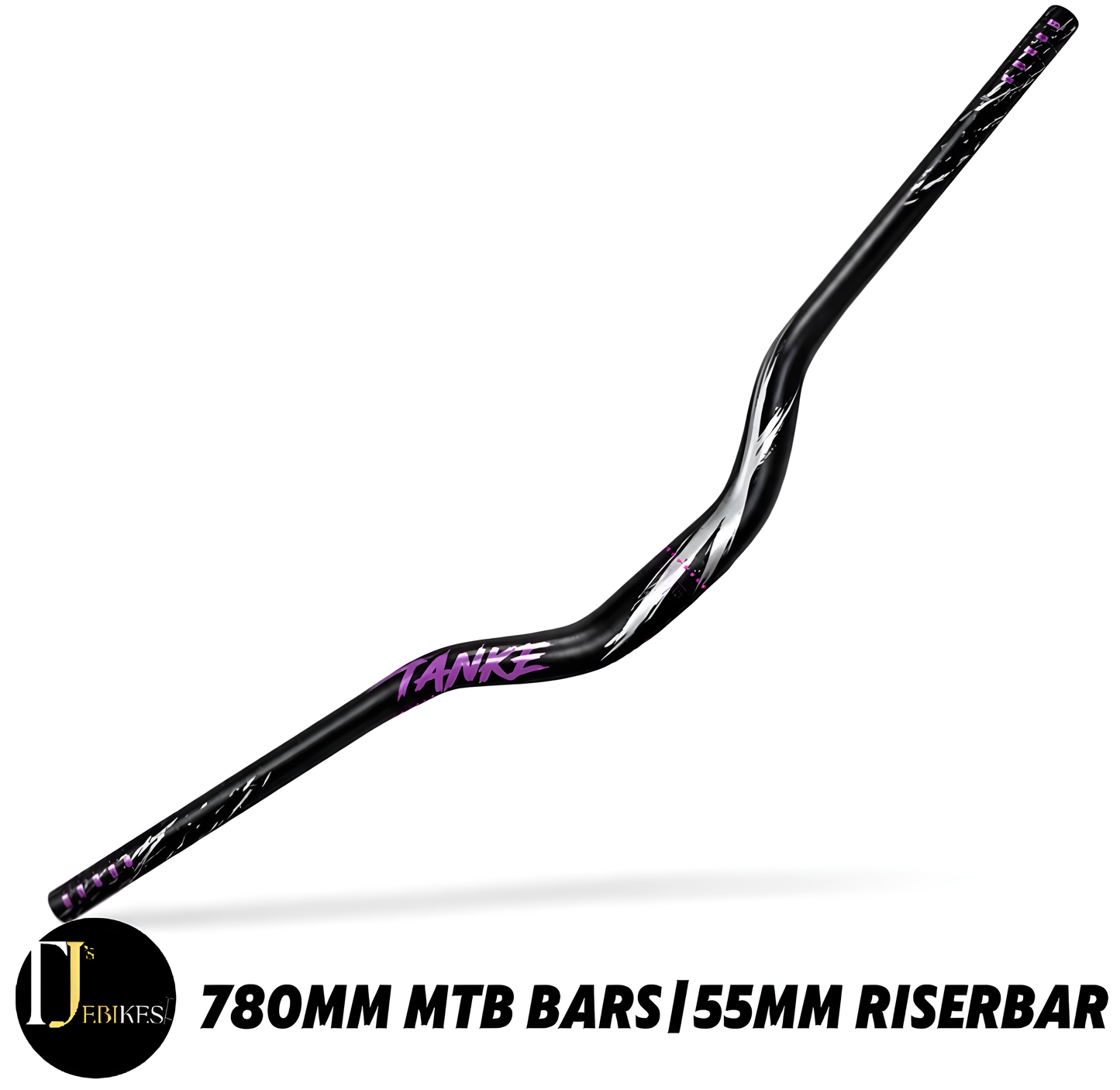 High Rise Handlebar 780mm Wide 55mm Rise 31.8mm Stem E Bike MTB Jump Bike Purple
