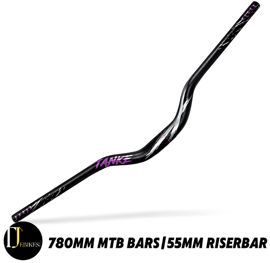 High Rise Handlebar 780mm Wide 55mm Rise 31.8mm Stem E Bike MTB Jump Bike Purple