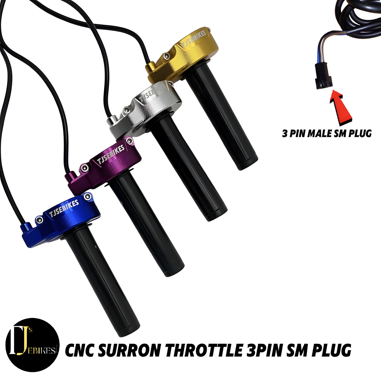 SurRon EBike Twist Throttle - 3Pin  Plug Suits DIY EBike's - Very Long wire length - CNC SurRon Ebike Twist Throttle