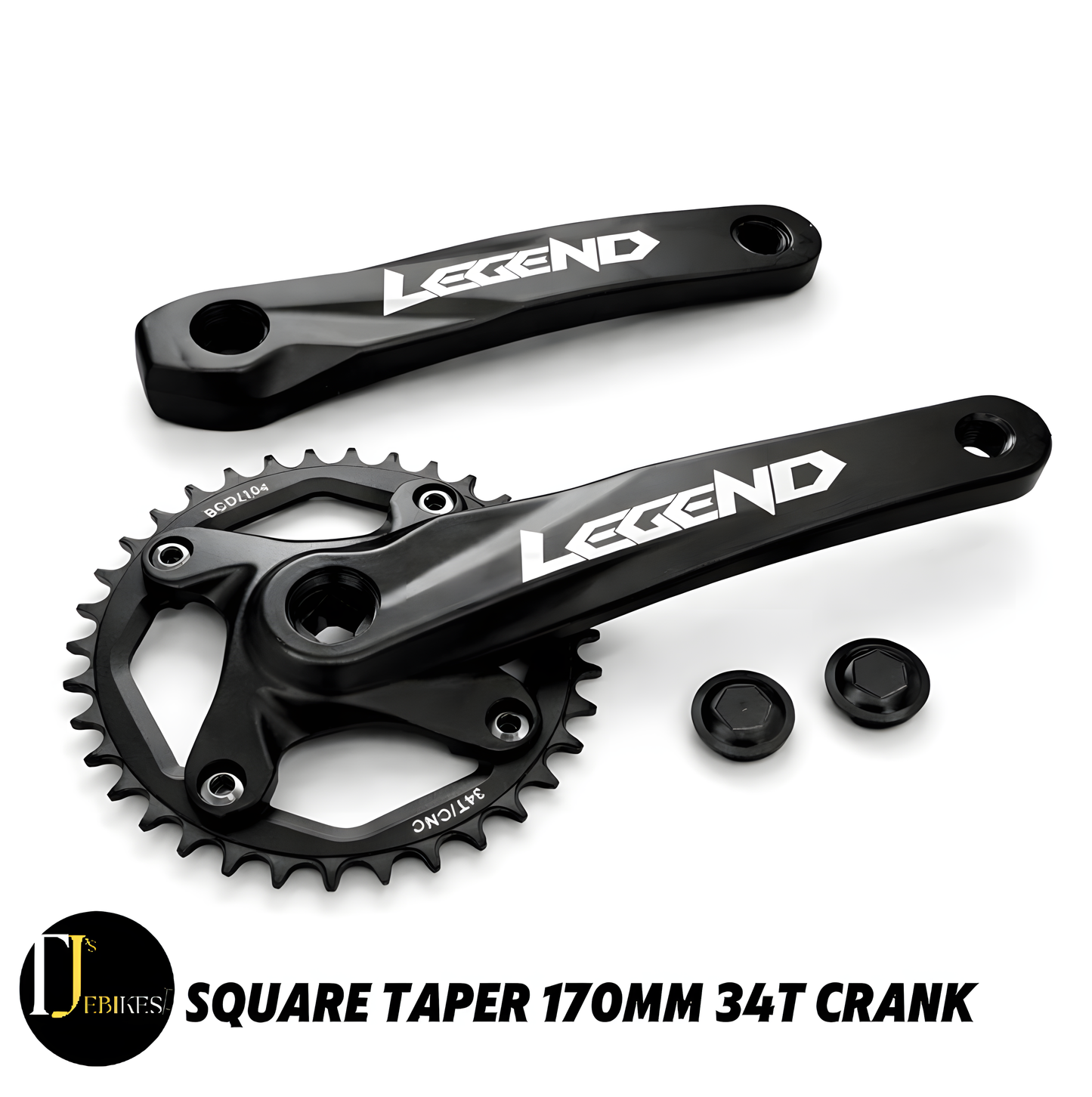 Square Taper Crank Set 170mm 34T 104BCD Aluminium Black MTB E-Bike