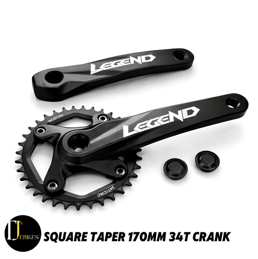 Square Taper Crank Set 170mm 34T 104BCD Aluminium Black MTB E-Bike