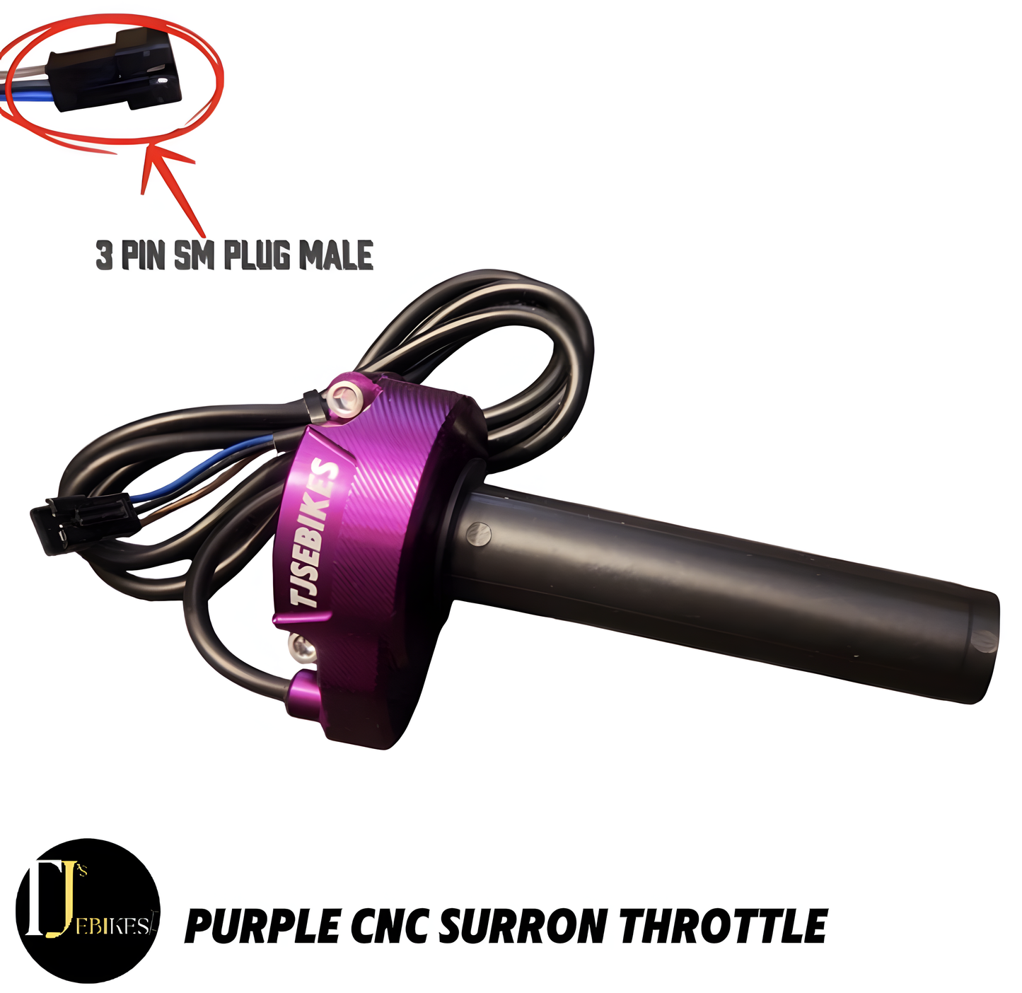SurRon EBike Twist Throttle - 3Pin  Plug Suits DIY EBike's - Very Long wire length - CNC SurRon Ebike Twist Throttle
