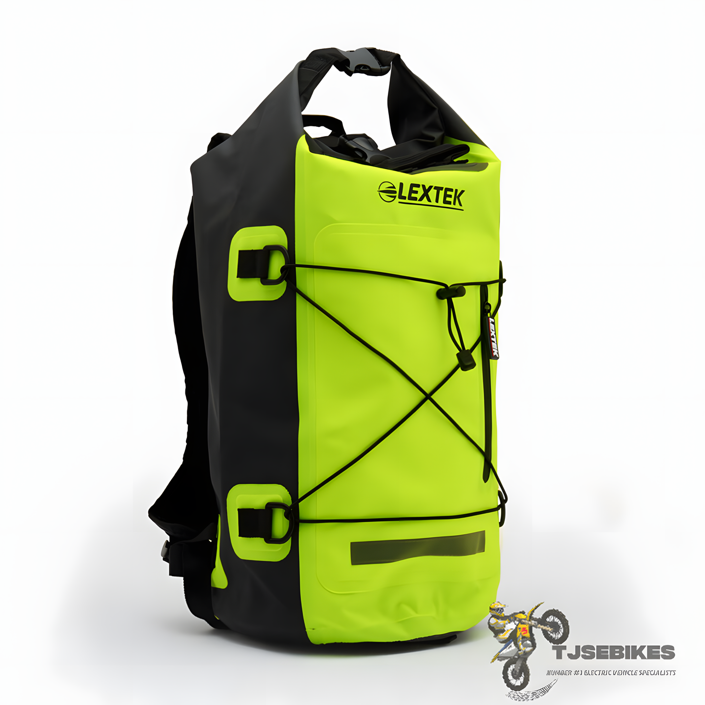 Lextek Waterproof Dry Bag Backpack 30Litre for Motorcycle Black/Fluorescent Yellow