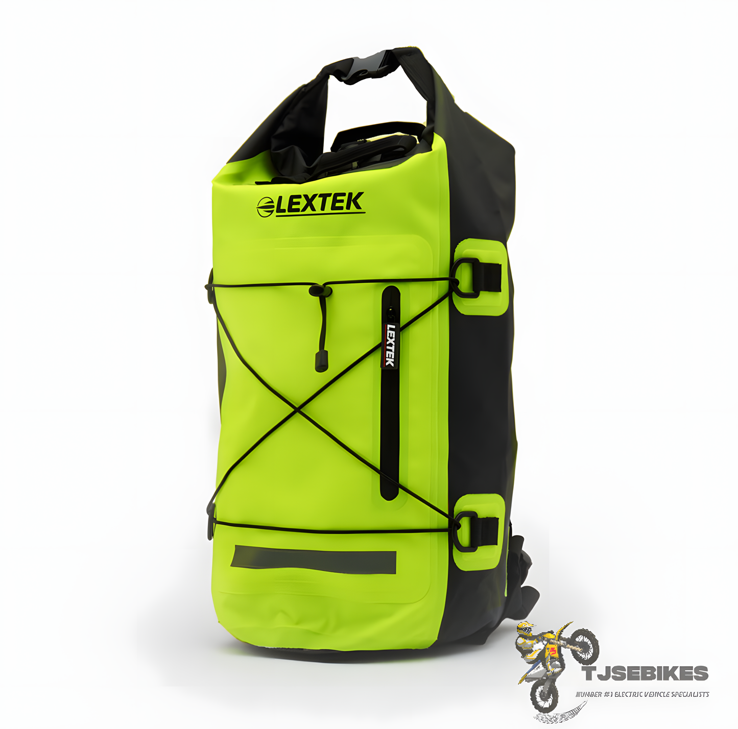 Lextek Waterproof Dry Bag Backpack 30Litre for Motorcycle Black/Fluorescent Yellow