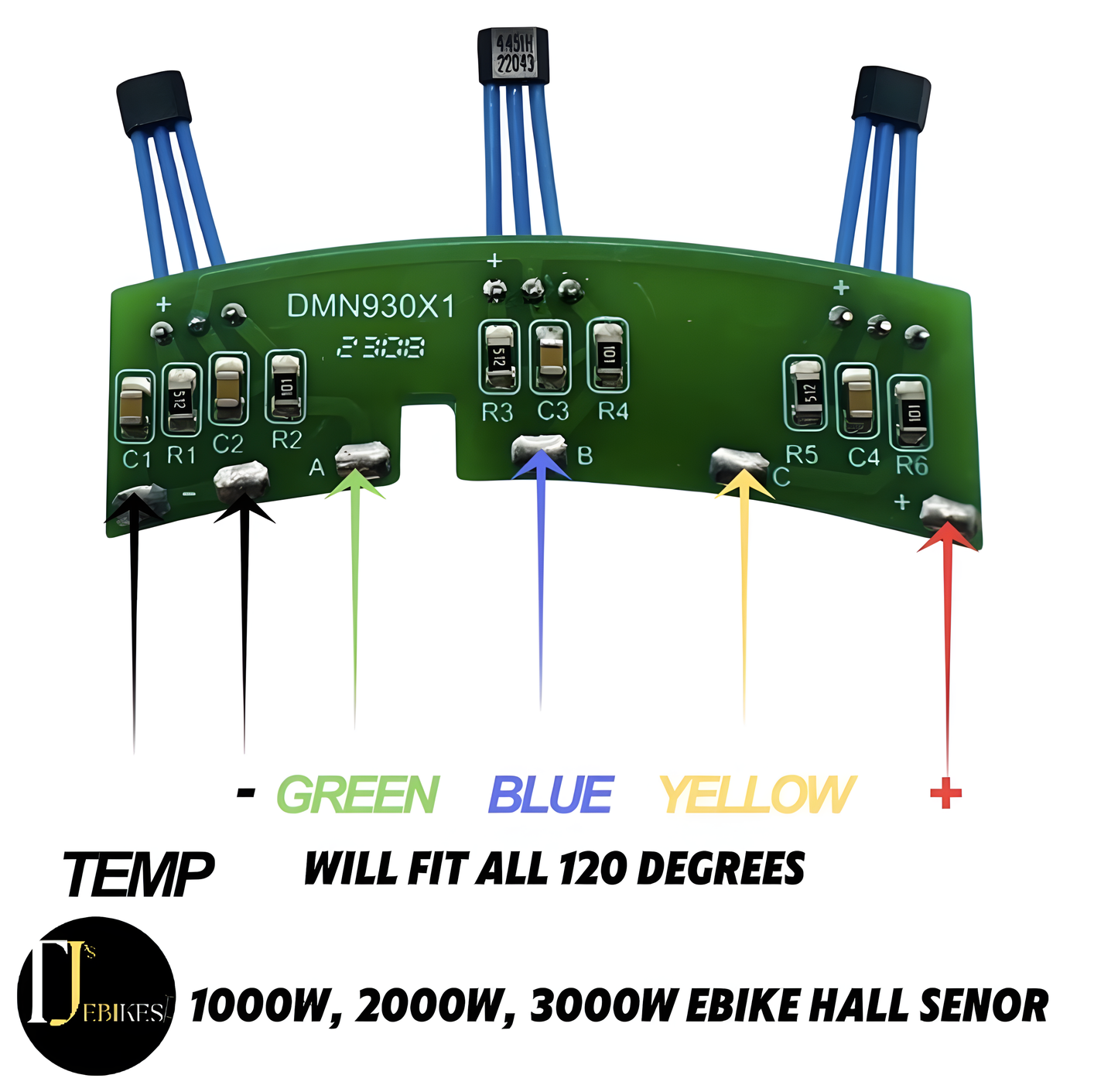 EBike Hub Motor Hall Sensor PCB Board 4451H 441F Circuit Plate for 1000W 2000W 3000W Ebike Hub Motors