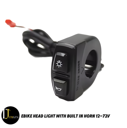 Ebike Headlight Waterproof Switch with Horn 12/24/36/48/52/60/72V 6W High-Power