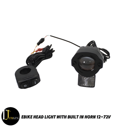 Ebike Headlight Waterproof Switch with Horn 12/24/36/48/52/60/72V 6W High-Power