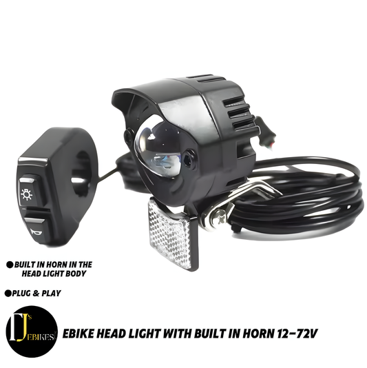 Ebike Headlight Waterproof Switch with Horn 12/24/36/48/52/60/72V 6W High-Power